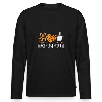 puffin puffin auke birds Lunde - Men's Premium Organic Long Sleeve Shirt - black - Front - Nico (187cm)