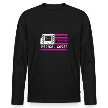 Spécialiste du codage de codeur médical - T-shirt manches longues Premium bio Homme - noir - Devant - Nico (187cm)