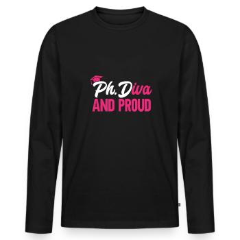 PhD Graduate Doktorgrad Ph.D. Promotion - Männer Premium Bio Langarmshirt - Schwarz - Vorne - Nico (187cm)
