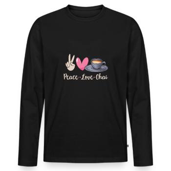 Thé Chai Masala Chai - T-shirt manches longues Premium bio Homme - noir - Devant - Nico (187cm)