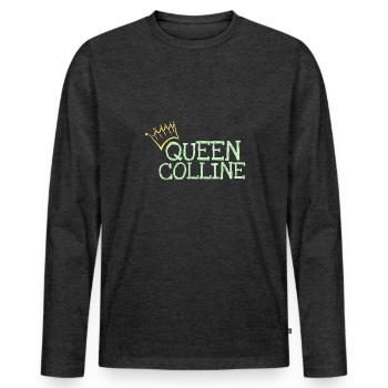 Vorname Colline - Männer Premium Bio Langarmshirt - Anthrazit meliert - Vorne - Nico (187cm)