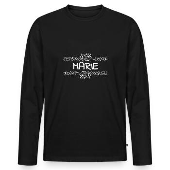 Marie - Men's Premium Organic Long Sleeve Shirt - black - Front - Nico (187cm)