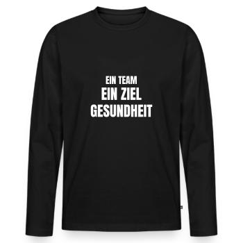 Ein Team, ein Ziel, Gesundheit - Männer Premium Bio Langarmshirt - Schwarz - Vorne - Nico (187cm)
