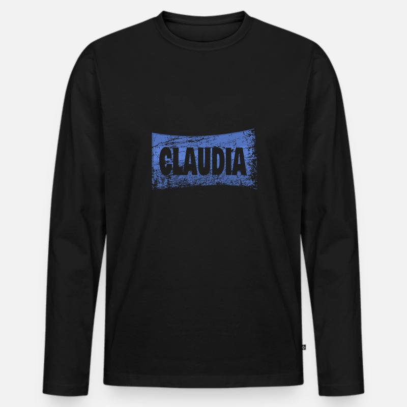 Claudia - Männer Premium Bio Langarmshirt - Schwarz