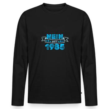 Dagegen 1985 - Männer Premium Bio Langarmshirt - Schwarz - Vorne - Nico (187cm)