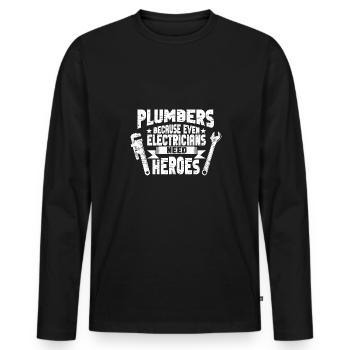 Handwerker Installateur Spruch Klempner - Männer Premium Bio Langarmshirt - Schwarz - Vorne - Nico (187cm)