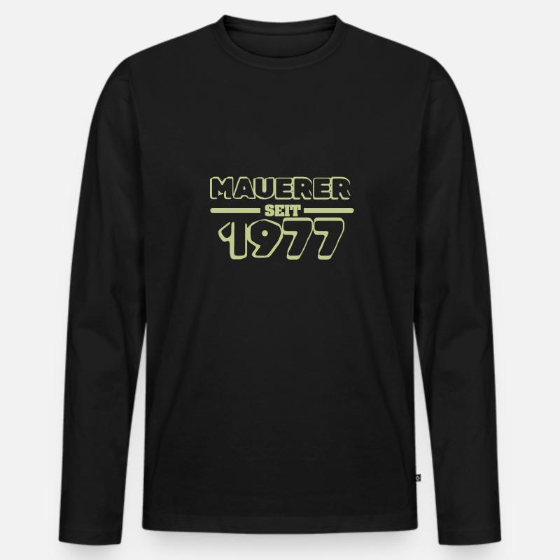 1977 - Männer Premium Bio Langarmshirt - Schwarz