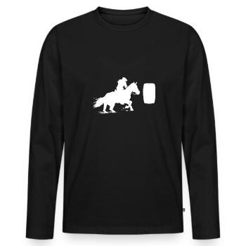 Cheval de course de barils de rodéo - T-shirt manches longues Premium bio Homme - noir - Devant - Nico (187cm)