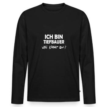 Beruf Tiefbauer - Männer Premium Bio Langarmshirt - Schwarz - Vorne - Nico (187cm)