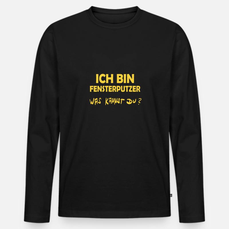 Beruf Fensterputzer - Männer Premium Bio Langarmshirt - Schwarz