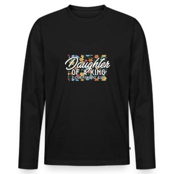 Fille d’un roi Foi chrétienne religieuse - T-shirt manches longues Premium bio Homme - noir - Devant - Nico (187cm)