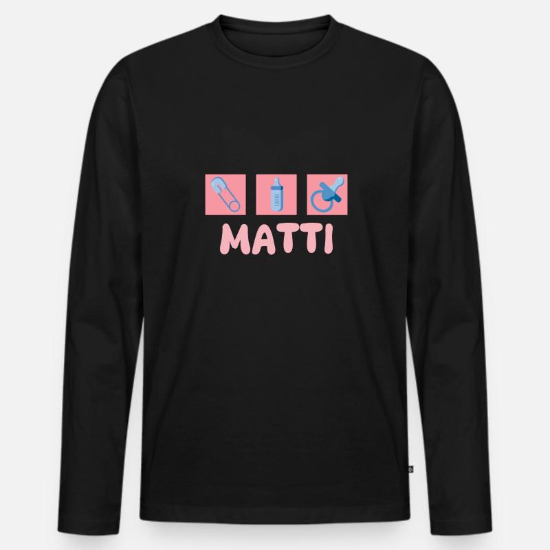 Matti als Schnuller - Männer Premium Bio Langarmshirt - Schwarz