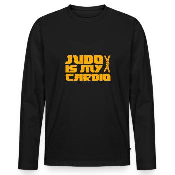 Judo ist mein Cardio Funny Judoka und Kampfsport - Männer Premium Bio Langarmshirt - Schwarz - Vorne - Nico (187cm)