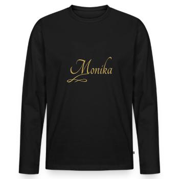 Vorname von Monika - Männer Premium Bio Langarmshirt - Schwarz - Vorne - Nico (187cm)