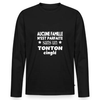 Famille parfaite tonton cinglé - T-shirt manches longues Premium bio Homme - noir - Devant - Nico (187cm)