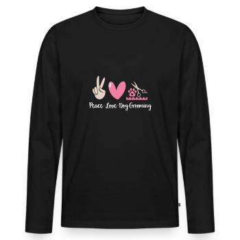 Salon de coiffure pour chiens - T-shirt manches longues Premium bio Homme - noir - Devant - Nico (187cm)