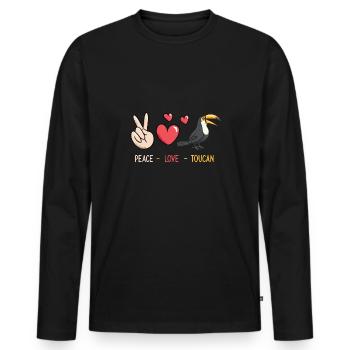 Toucan Bird Rainforest - Men's Premium Organic Long Sleeve Shirt - black - Front - Nico (187cm)