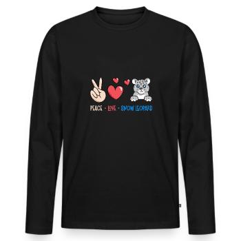 Schneeleopard - Männer Premium Bio Langarmshirt - Schwarz - Vorne - Nico (187cm)