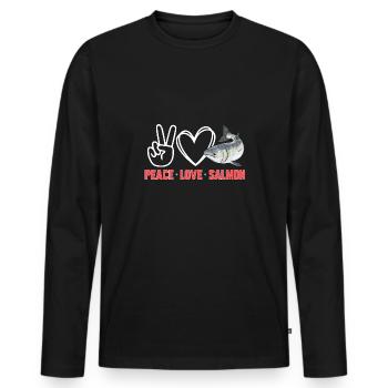 Pêche au saumon Pêcheur de saumon - T-shirt manches longues Premium bio Homme - noir - Devant - Nico (187cm)