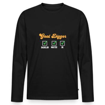 PhD Graduate Doktorgrad Ph.D. Promotion - Männer Premium Bio Langarmshirt - Schwarz - Vorne - Nico (187cm)