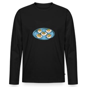Stuffed Eggs Deviled Eggs - Men's Premium Organic Long Sleeve Shirt - black - Front - Nico (187cm)
