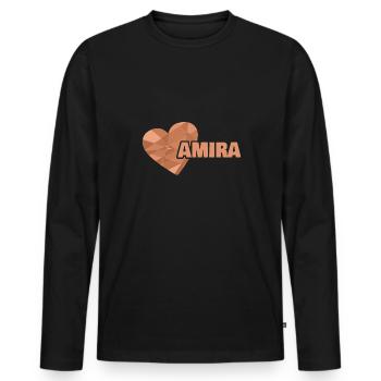 Amira - T-shirt manches longues Premium bio Homme - noir - Devant - Nico (187cm)