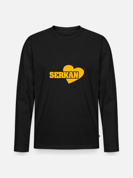 Gold Serkan - Männer Premium Bio Langarmshirt - Schwarz