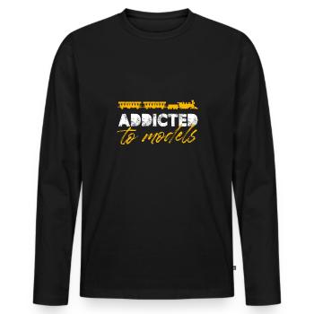 addicted to models Design for a enthusiast of - Männer Premium Bio Langarmshirt - Schwarz - Vorne - Nico (187cm)