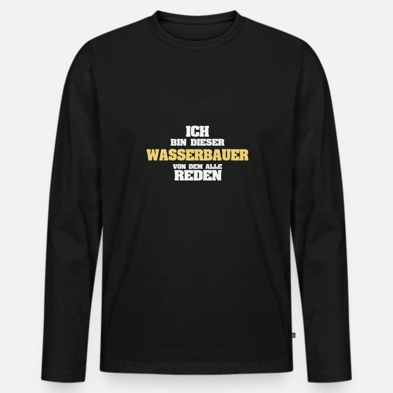Beruf Wasserbauer - Männer Premium Bio Langarmshirt - Schwarz