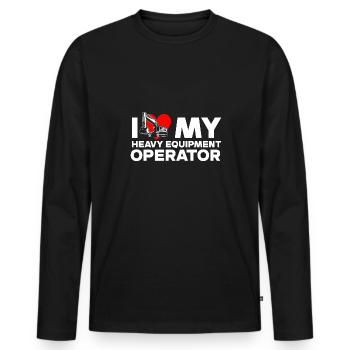 Opérateur de machines de construction Conducteur de pelle Conducteur de pelle Ouvriers de la construction - T-shirt manches longues Premium bio Homme - noir - Devant - Nico (187cm)