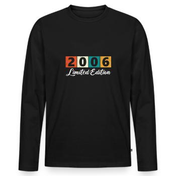 Cadeau 18ème Anniversaire 18 ans Garçon Fille 2006 - T-shirt manches longues Premium bio Homme - noir - Devant - Nico (187cm)