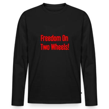 Freedom on Two Wheels - Cyclist Design - Men's Premium Organic Long Sleeve Shirt - black - Front - Nico (187cm)