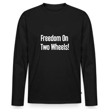 Freedom on Two Wheels - Cyclist Design - Men's Premium Organic Long Sleeve Shirt - black - Front - Nico (187cm)