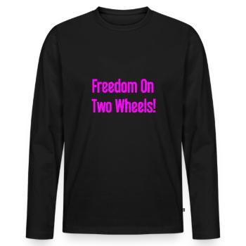 Freedom on Two Wheels - Cyclist Design - Men's Premium Organic Long Sleeve Shirt - black - Front - Nico (187cm)