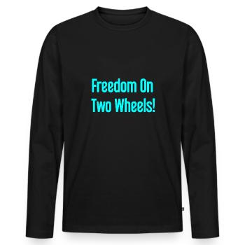 Freedom on Two Wheels - Cyclist Design - Men's Premium Organic Long Sleeve Shirt - black - Front - Nico (187cm)