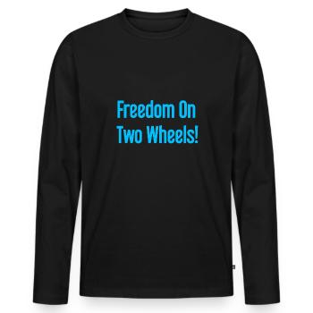 Freedom on Two Wheels - Cyclist Design - Men's Premium Organic Long Sleeve Shirt - black - Front - Nico (187cm)
