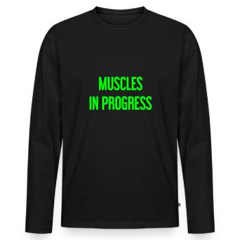 Muscles in Progress - Men's Premium Organic Long Sleeve Shirt - black - Front - Nico (187cm)