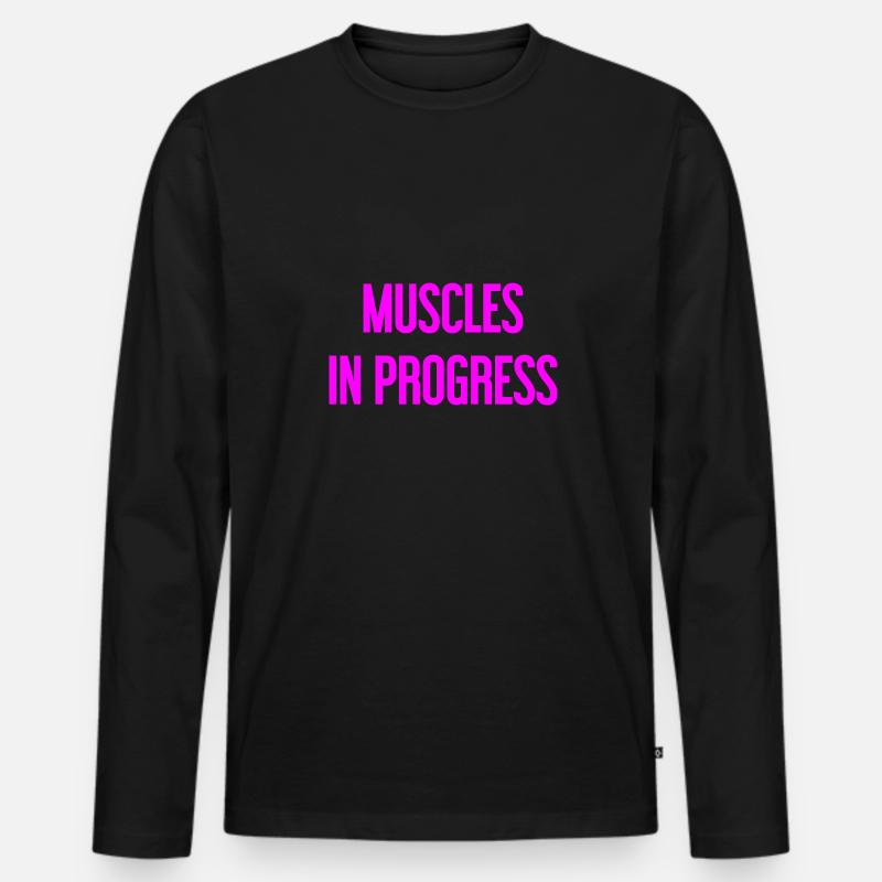 Muscles in Progress - Männer Premium Bio Langarmshirt - Schwarz