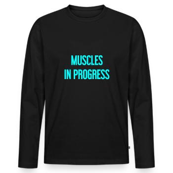 Muscles in Progress - Men's Premium Organic Long Sleeve Shirt - black - Front - Nico (187cm)