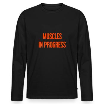 Muscles in Progress - Men's Premium Organic Long Sleeve Shirt - black - Front - Nico (187cm)