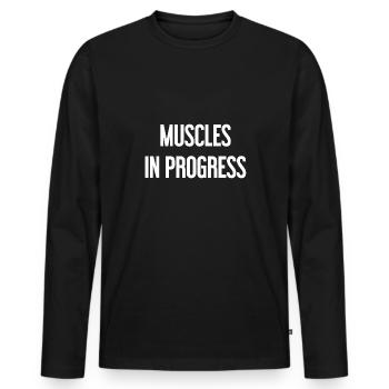 Muscles in Progress - Men's Premium Organic Long Sleeve Shirt - black - Front - Nico (187cm)