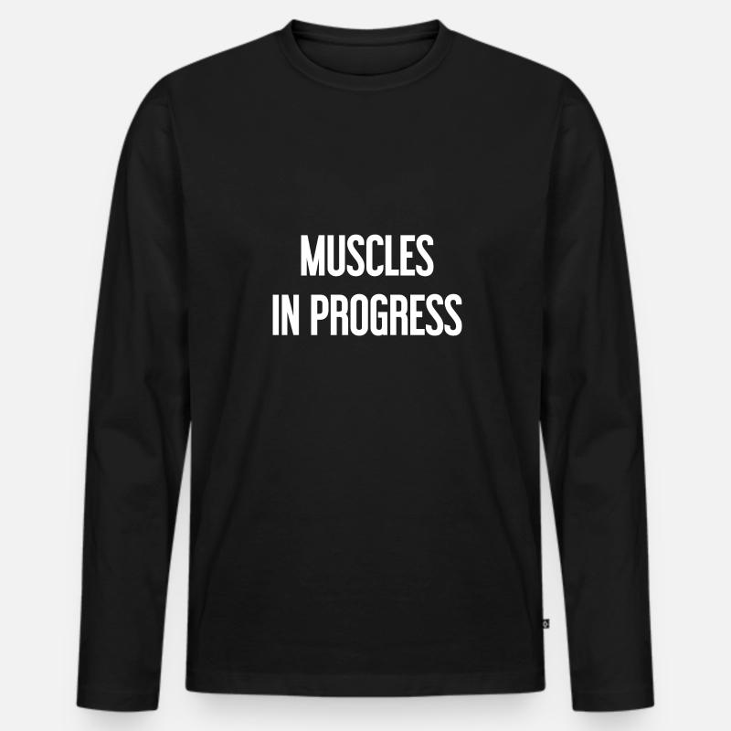 Muscles in Progress - Männer Premium Bio Langarmshirt - Schwarz