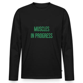 Muscles in Progress - Men's Premium Organic Long Sleeve Shirt - black - Front - Nico (187cm)