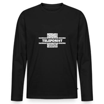 Profession : Téléphoniste - T-shirt manches longues Premium bio Homme - noir - Devant - Nico (187cm)