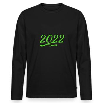 2022 - Männer Premium Bio Langarmshirt - Schwarz - Vorne - Nico (187cm)