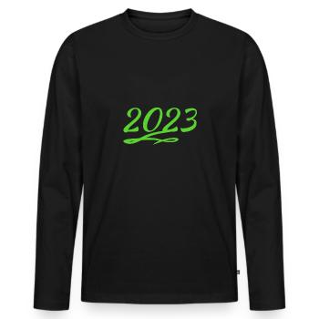 2023 - Men's Premium Organic Long Sleeve Shirt - black - Front - Nico (187cm)