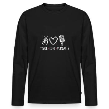 Podcaster Podcast - Men's Premium Organic Long Sleeve Shirt - black - Front - Nico (187cm)