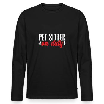Pet Sitting Cat Dog Pet Sitter - Men's Premium Organic Long Sleeve Shirt - black - Front - Nico (187cm)