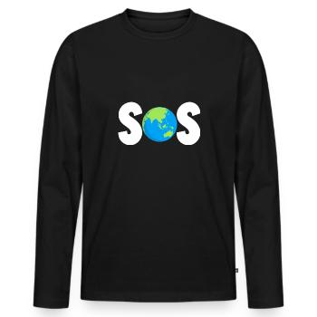 sos Design for a ecology lover - Männer Premium Bio Langarmshirt - Schwarz - Vorne - Nico (187cm)
