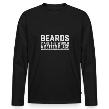 Les barbes font du monde un meilleur endroit Pas de rasage - T-shirt manches longues Premium bio Homme - noir - Devant - Nico (187cm)
